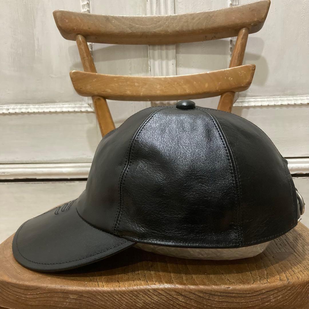 美品 SOLARIS & CO. レザー キャップ フリー ブラック 牛革