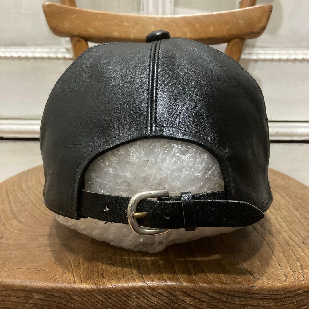 美品 SOLARIS & CO. レザー キャップ フリー ブラック 牛革
