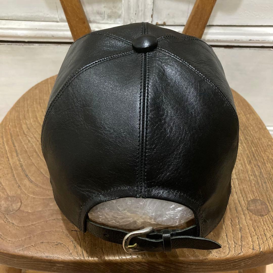 美品 SOLARIS & CO. レザー キャップ フリー ブラック 牛革