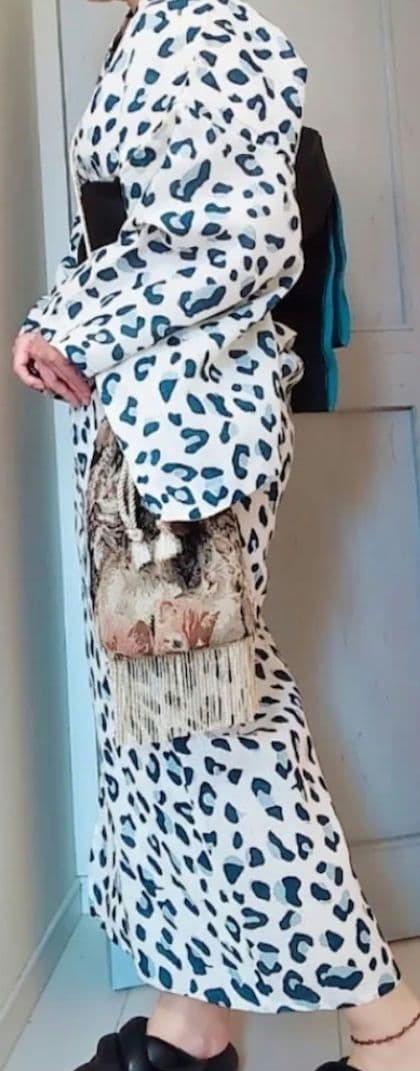 パメオポーズ　青レオパード浴衣　綿　万博やイベントや推し活にも！