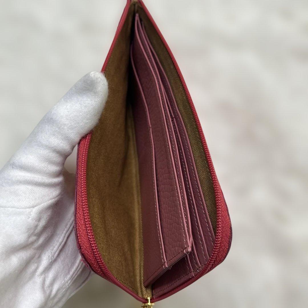 極美品 ATAO アタオ　リモパイソン　L字ファスナー　長財布 ピンク 金具ロゴ