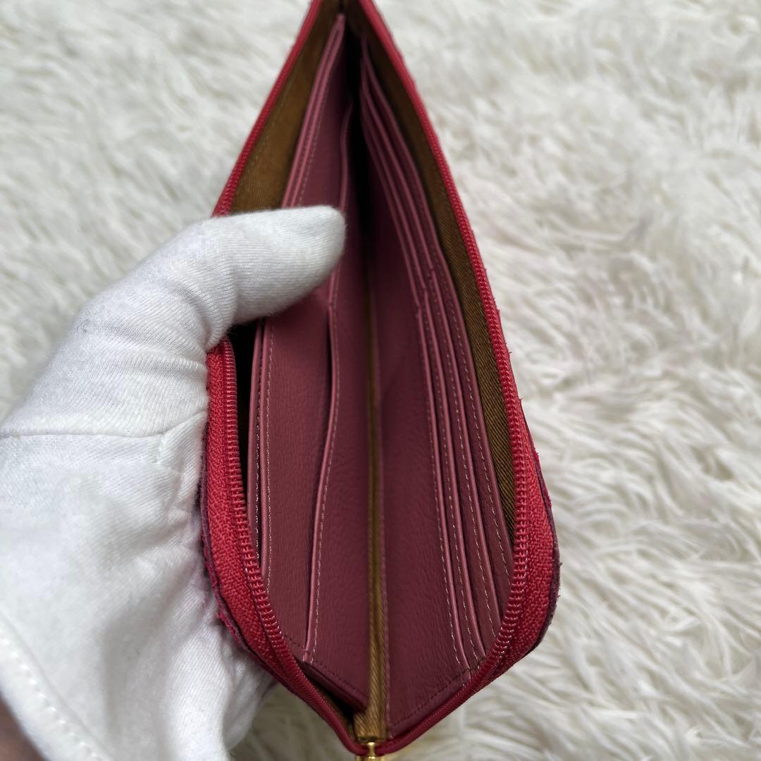 極美品 ATAO アタオ　リモパイソン　L字ファスナー　長財布 ピンク 金具ロゴ