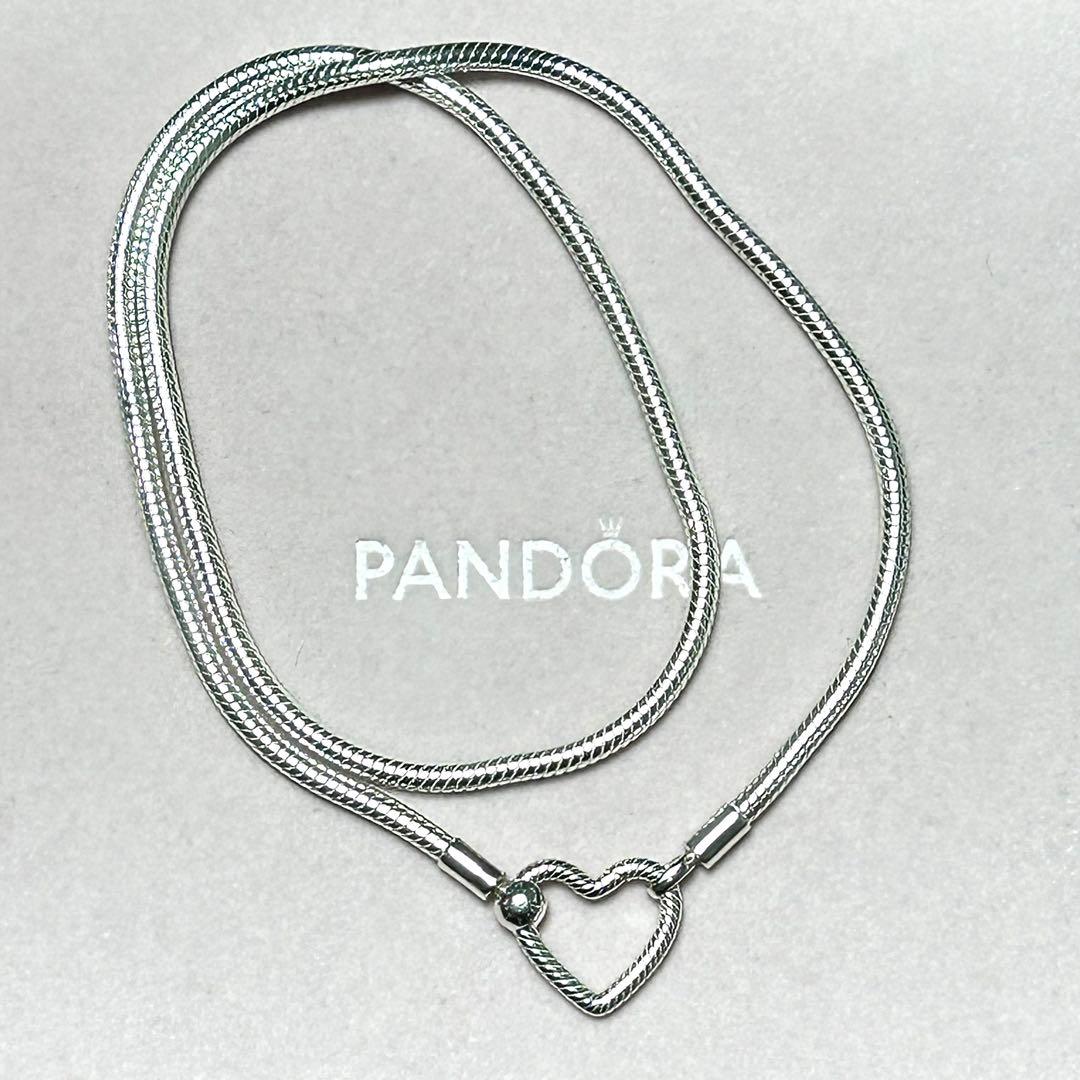 【美品】Pandora パンドラ　スターリングシルバー　ハートネックレス