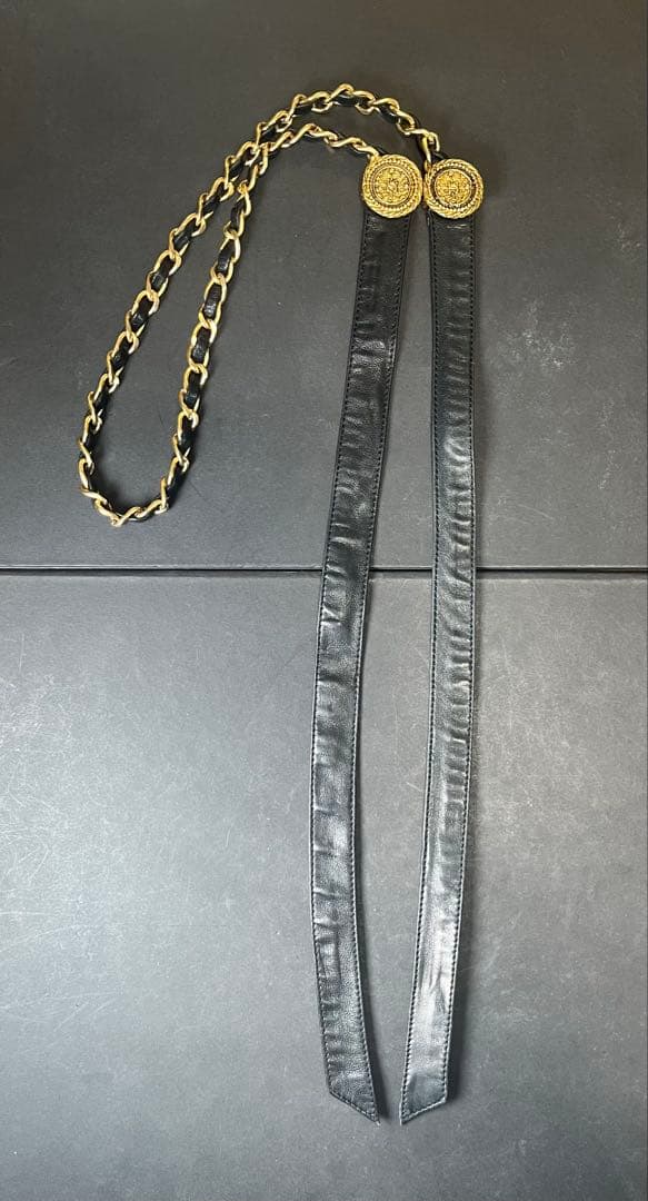 た*や様 CHANEL シャネル ココマーク リボン チェーン ベルト ブラック