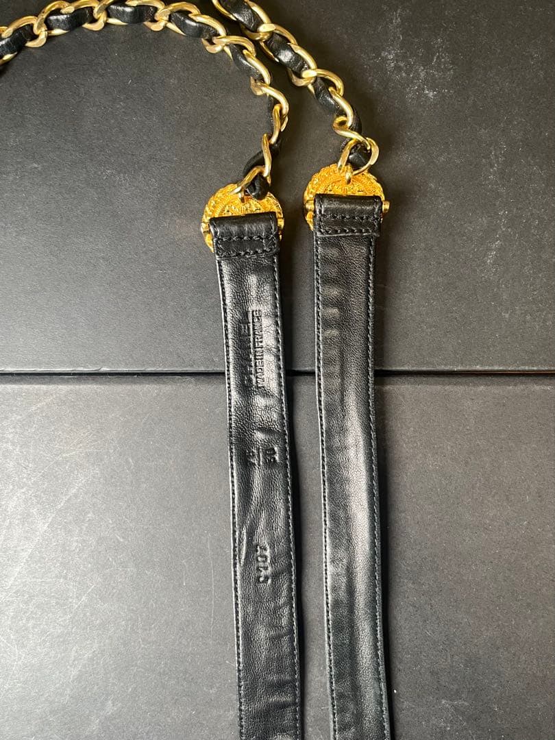 た*や様 CHANEL シャネル ココマーク リボン チェーン ベルト ブラック