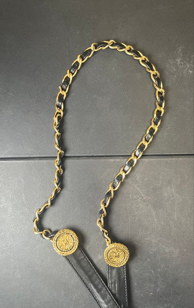 た*や様 CHANEL シャネル ココマーク リボン チェーン ベルト ブラック