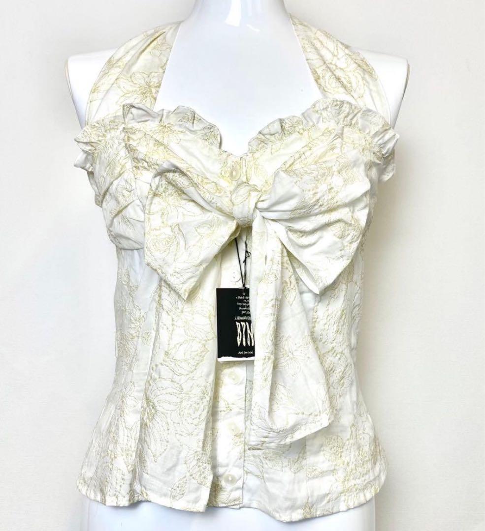 新品タグ付☆ BPN ブラックピースナウ 総柄ビスチェ ホルターネック