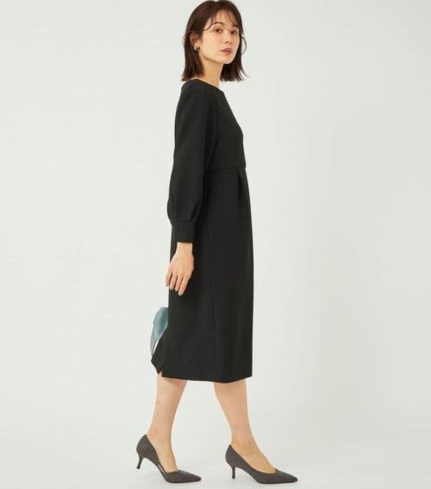 グリーンレーベルリラクシング ダブルクロス ワンピース 長袖ワンピース 黒