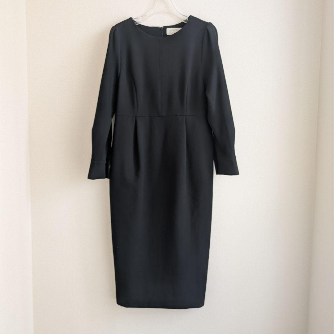 グリーンレーベルリラクシング ダブルクロス ワンピース 長袖ワンピース 黒