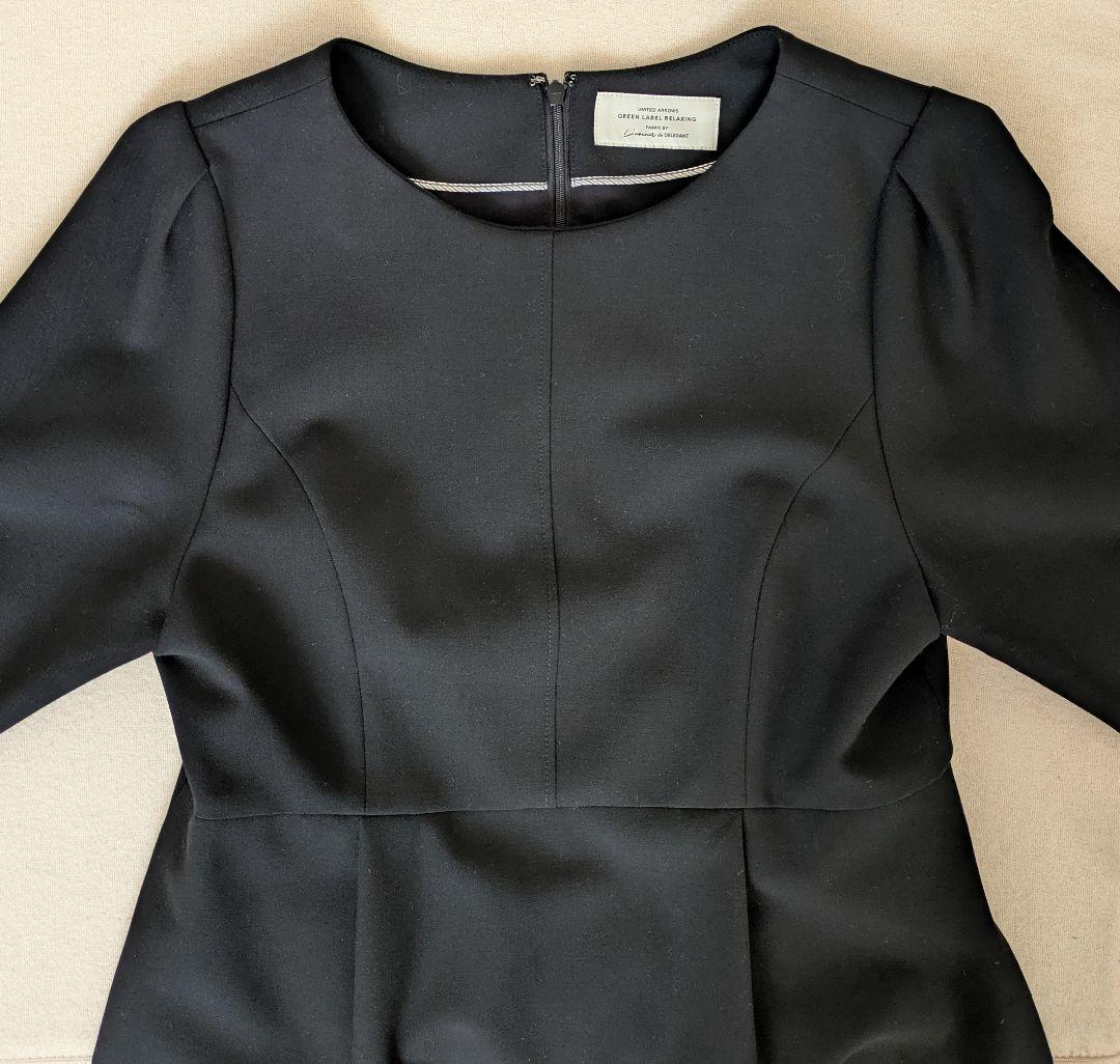 グリーンレーベルリラクシング ダブルクロス ワンピース 長袖ワンピース 黒