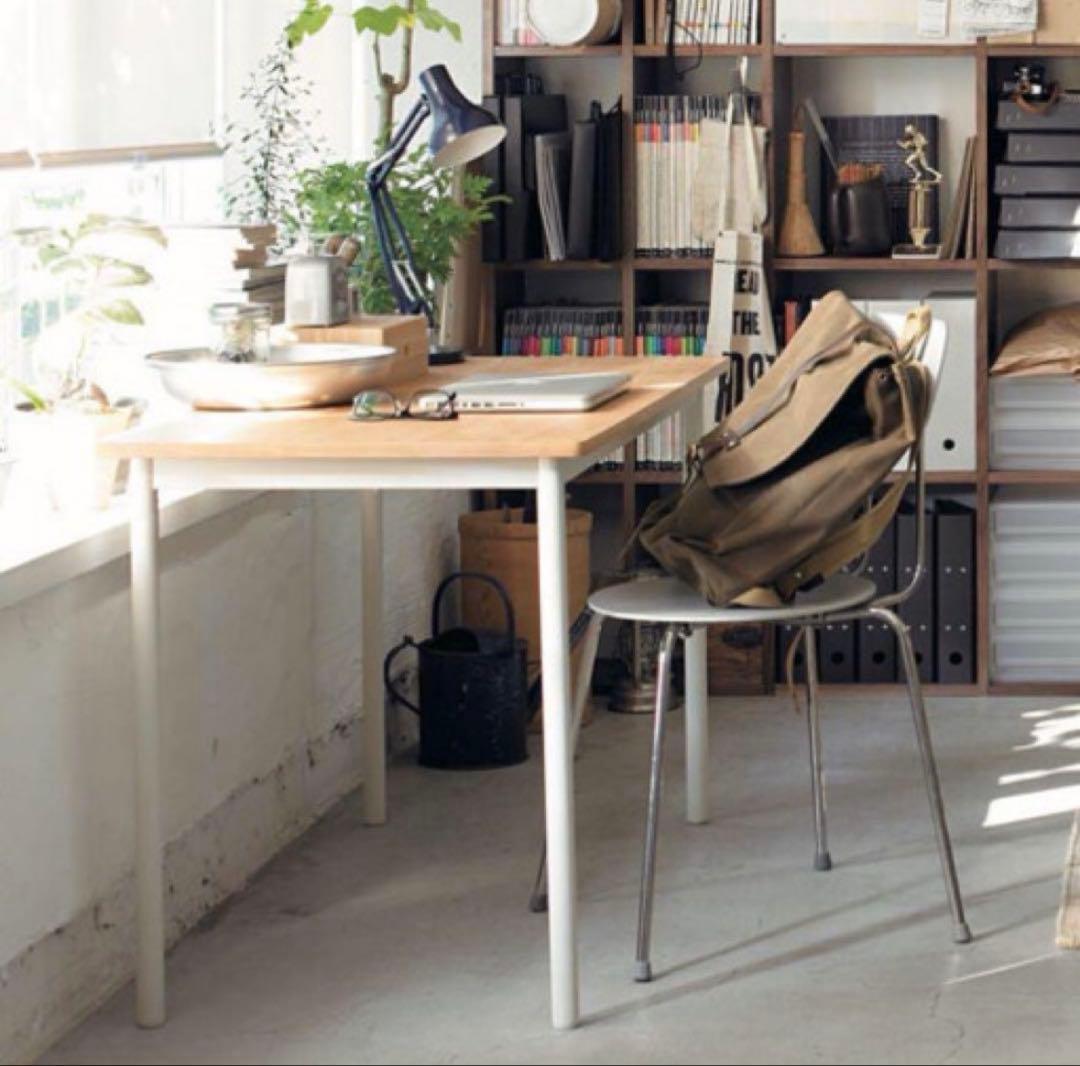 【無印良品】デスク　タモ材　スチール脚　幅120cm