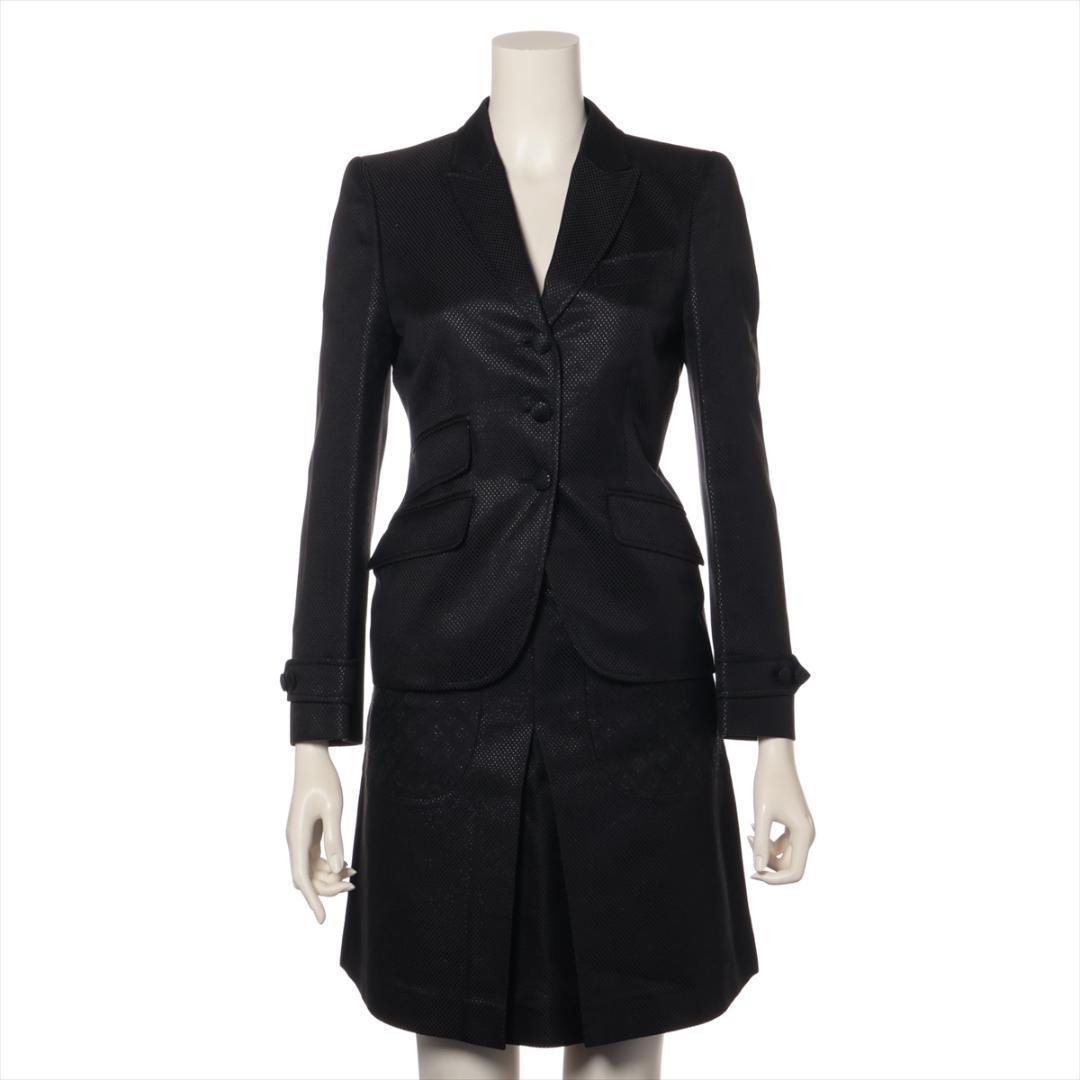 イタリア製 GUCCI グッチ シルク混 スカートスーツ セットアップ ブラック