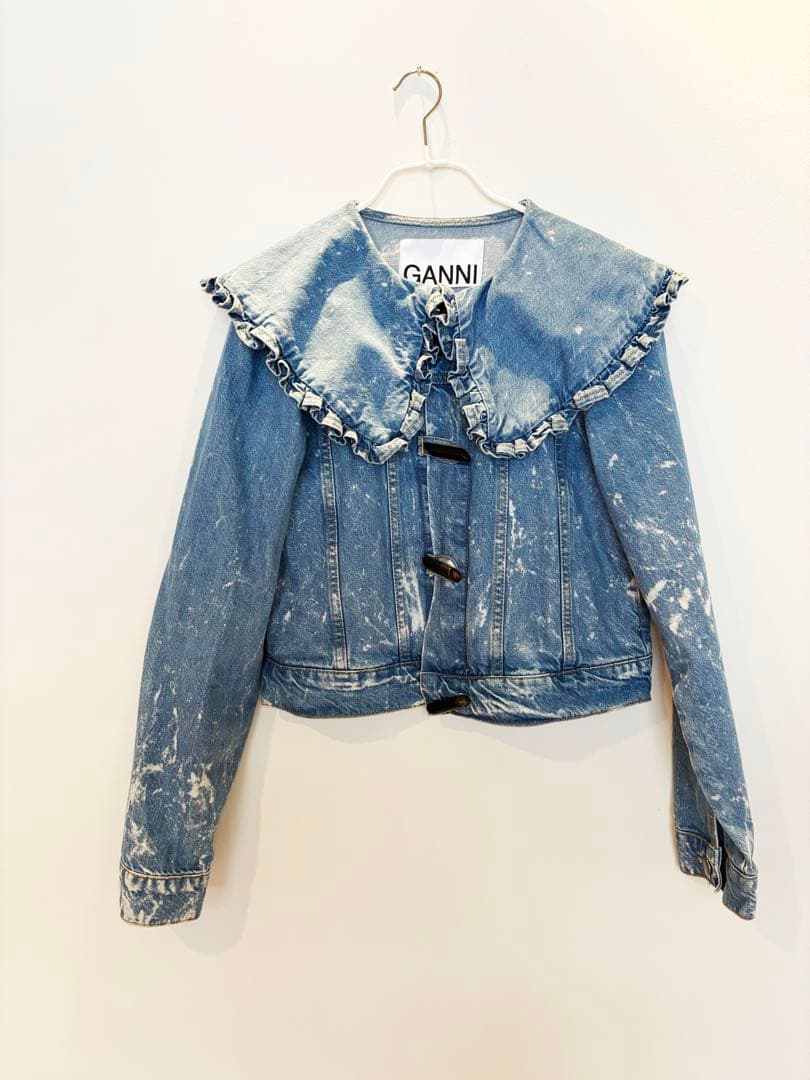 GANNI フリル付きデニムジャケット 32