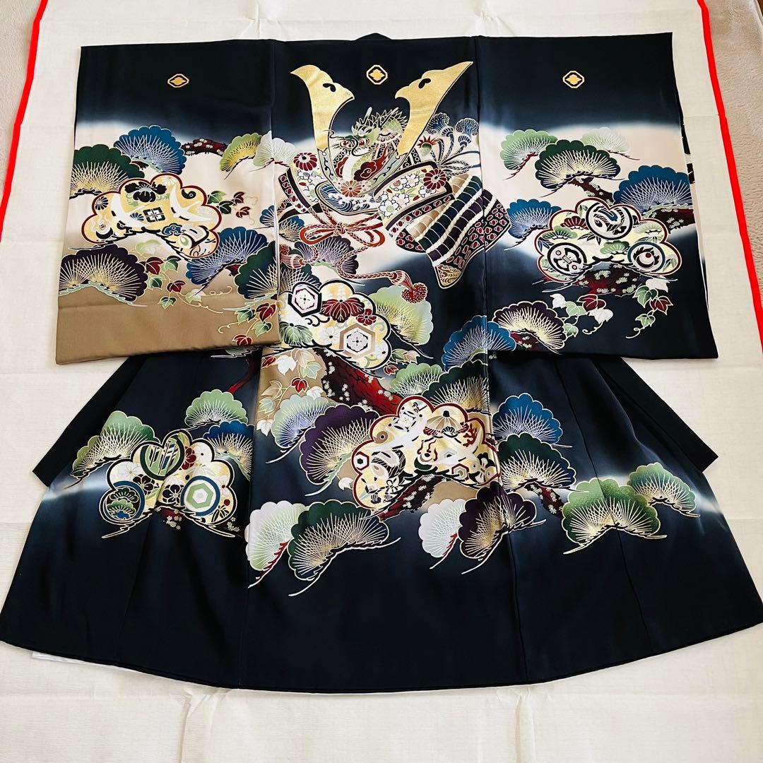 お宮参り　産着　正絹　着物 男の子　七五三 五歳