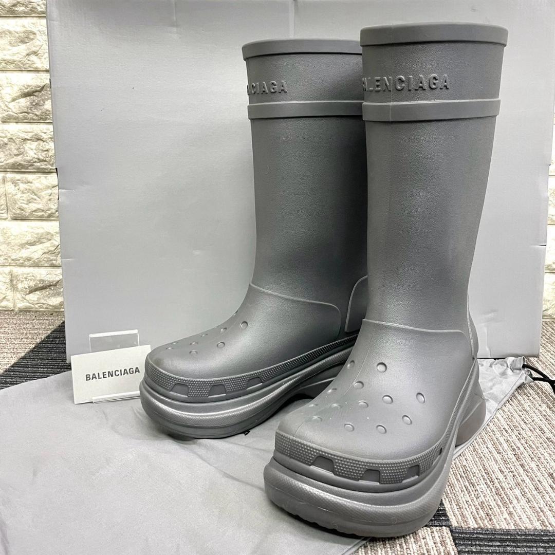 超美品　BALENCIAGA　バレンシアガ　クロックス　レインブーツ　グレー