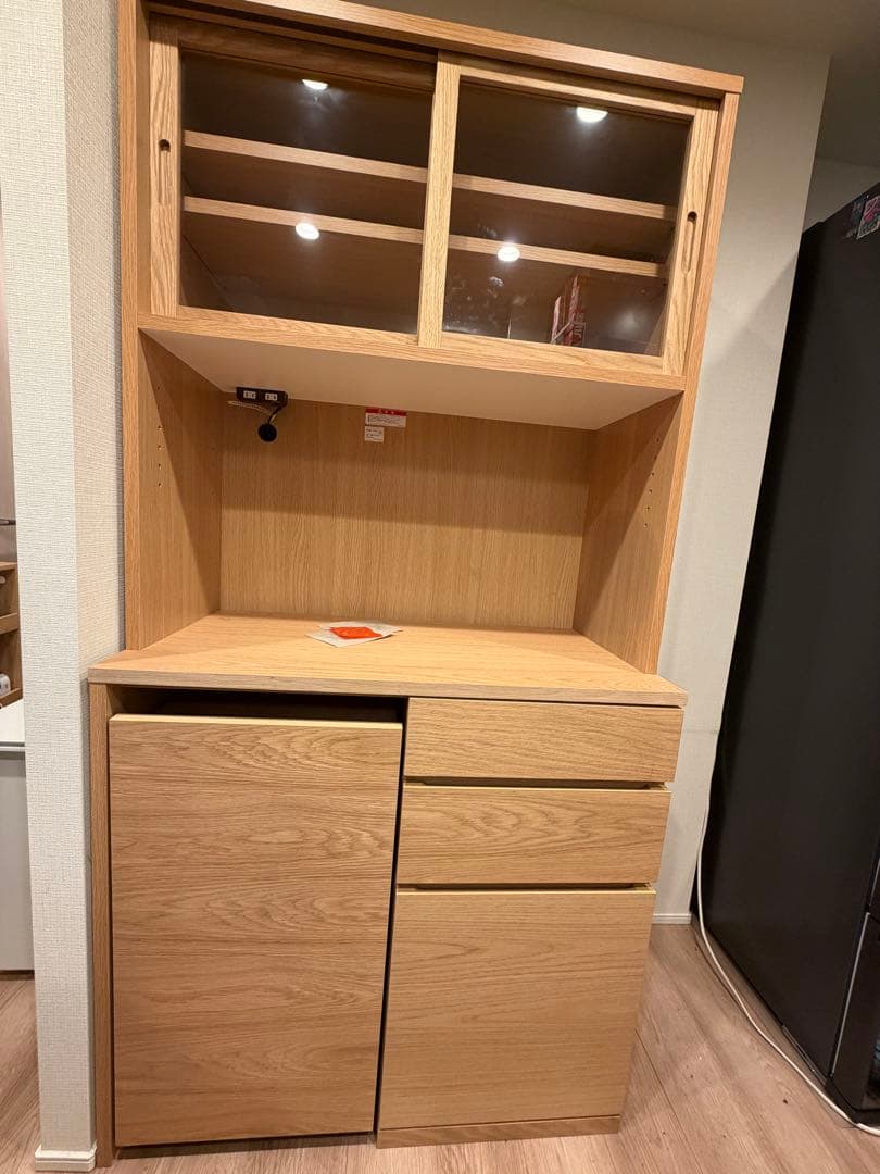 無印　木製カップボード・オーク材 奥行44x高さ175.5cm 幅8 8x