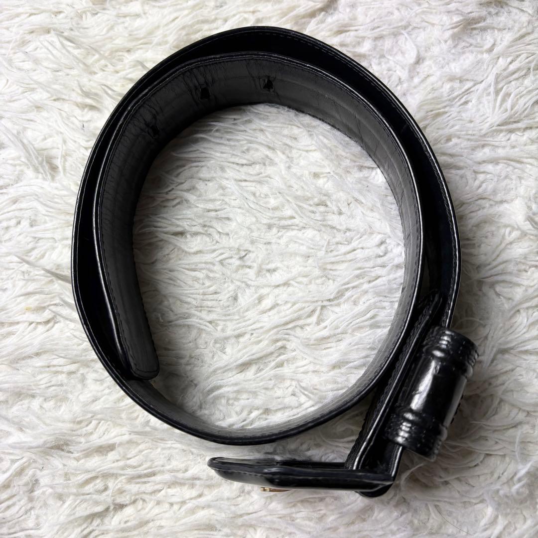 LOEWE ロエベ　アナグラム　黒 レザー 太ベルト サイズ70 スペイン製