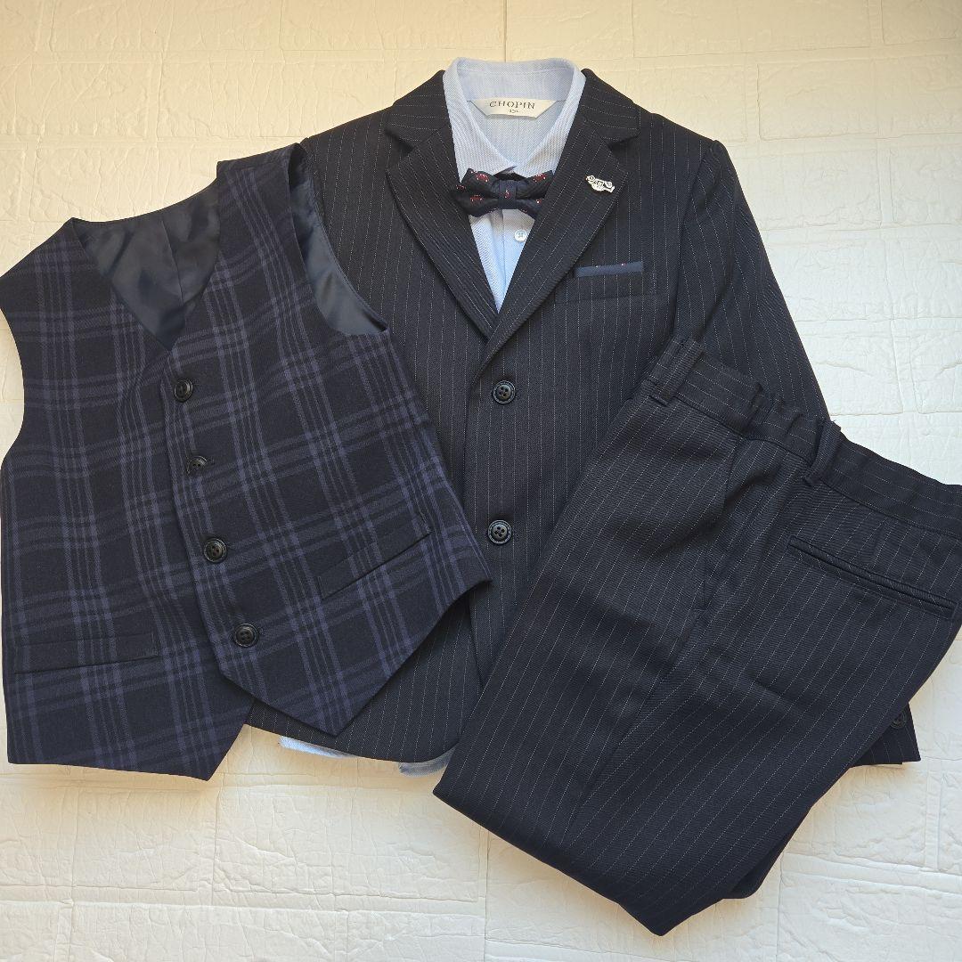 【美品】ショパンCHOPIN 男子スリーピーススーツ　フォーマル6点セット130
