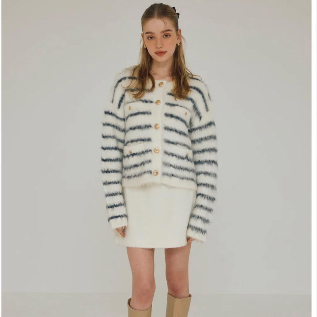 poláuraシャギーニットカーディガン