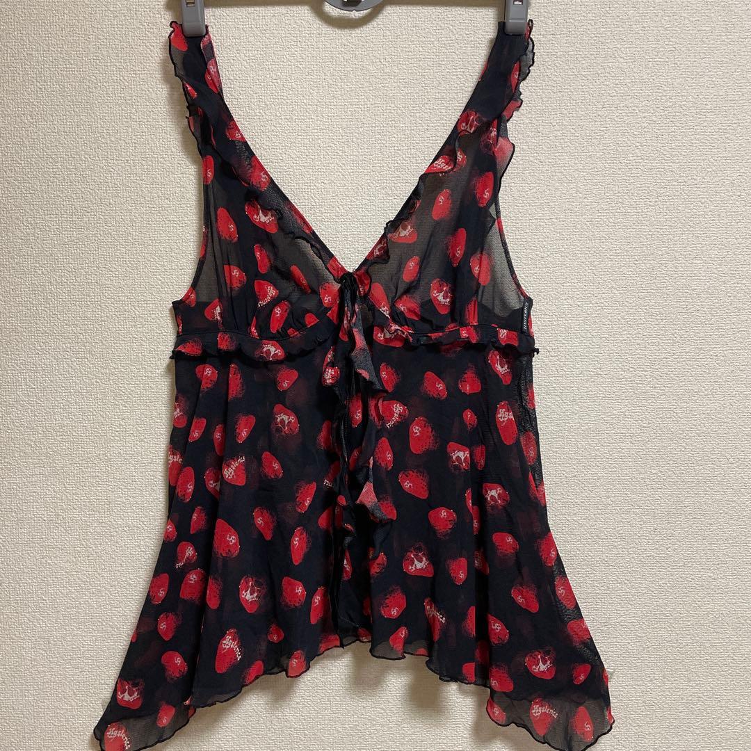 Hysteric Glamour Hysterics黒赤苺シースルーキャミソール