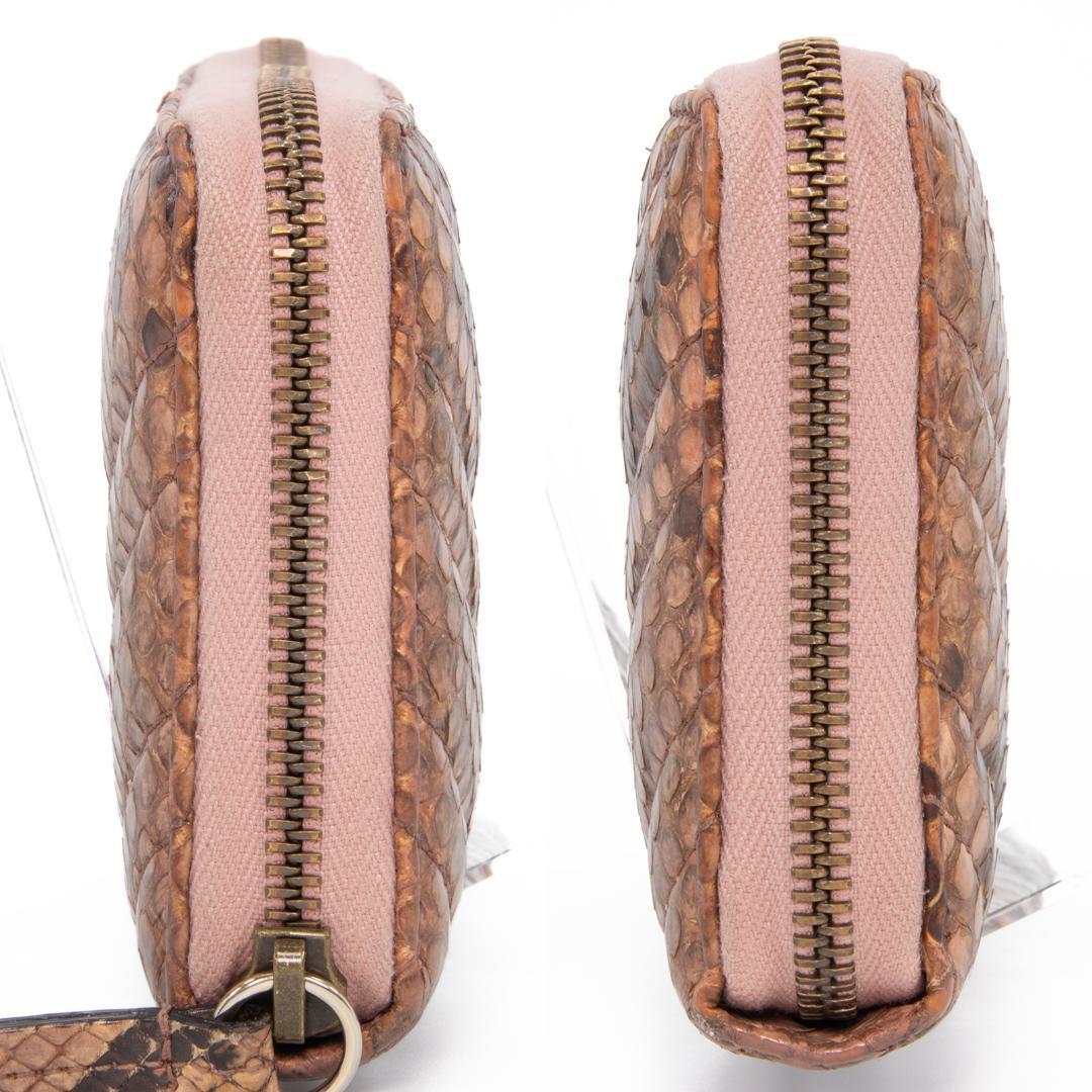 本物 グッチ 長財布 ファスナー レディース パイソン GGマーモント 茶色