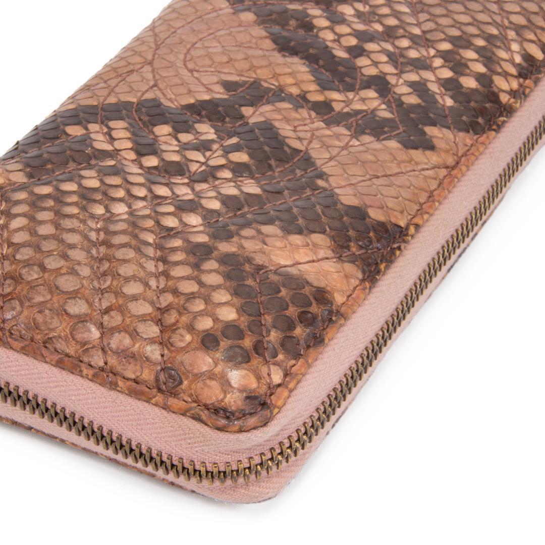 本物 グッチ 長財布 ファスナー レディース パイソン GGマーモント 茶色