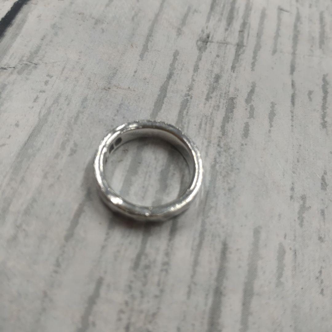 市松　リング　シルバー　槌目模様　槌目加工　約2号