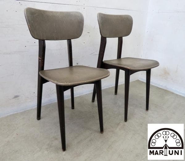 オールドマルニ■孔雀マーク■レトロ■ヴィンテージ■ダイニングチェア■2脚セット■