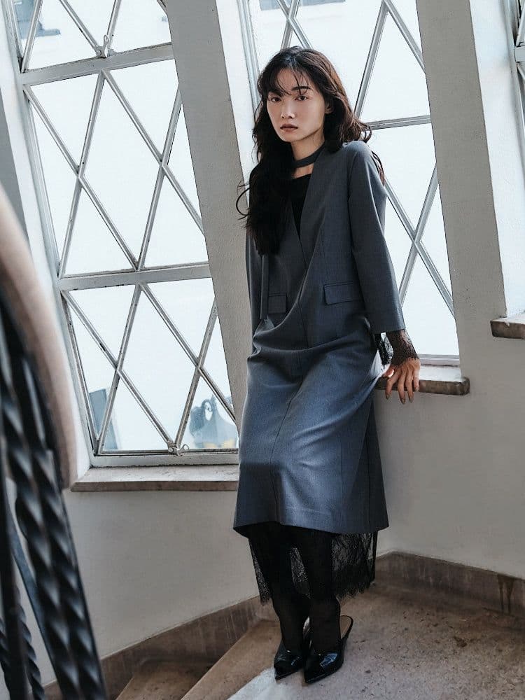 STRATA エストラータ レースドッキングキャミセットワンピース グレー