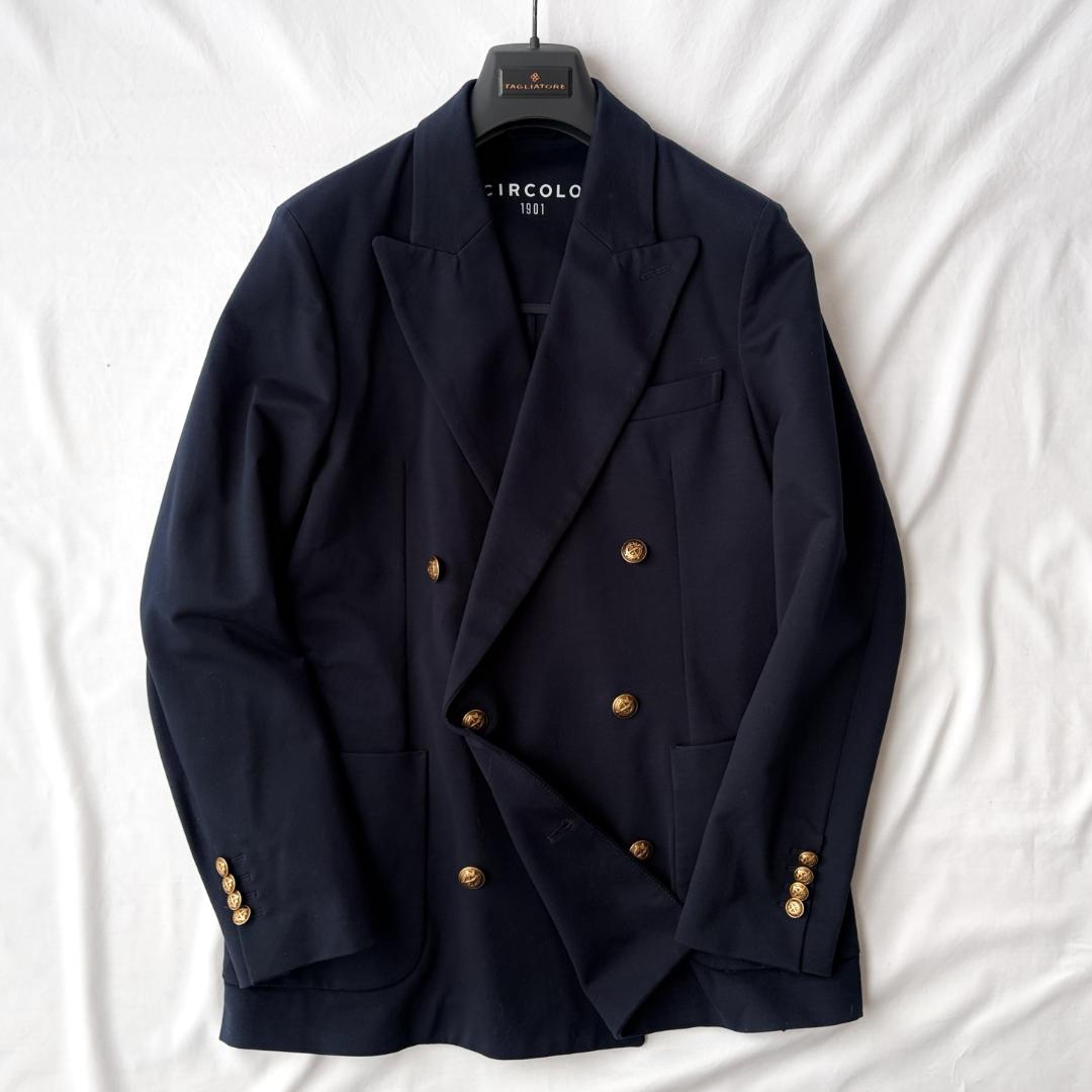 極美品 チルコロ1901 テーラードジャケット ダブルブレスト ネイビー 48