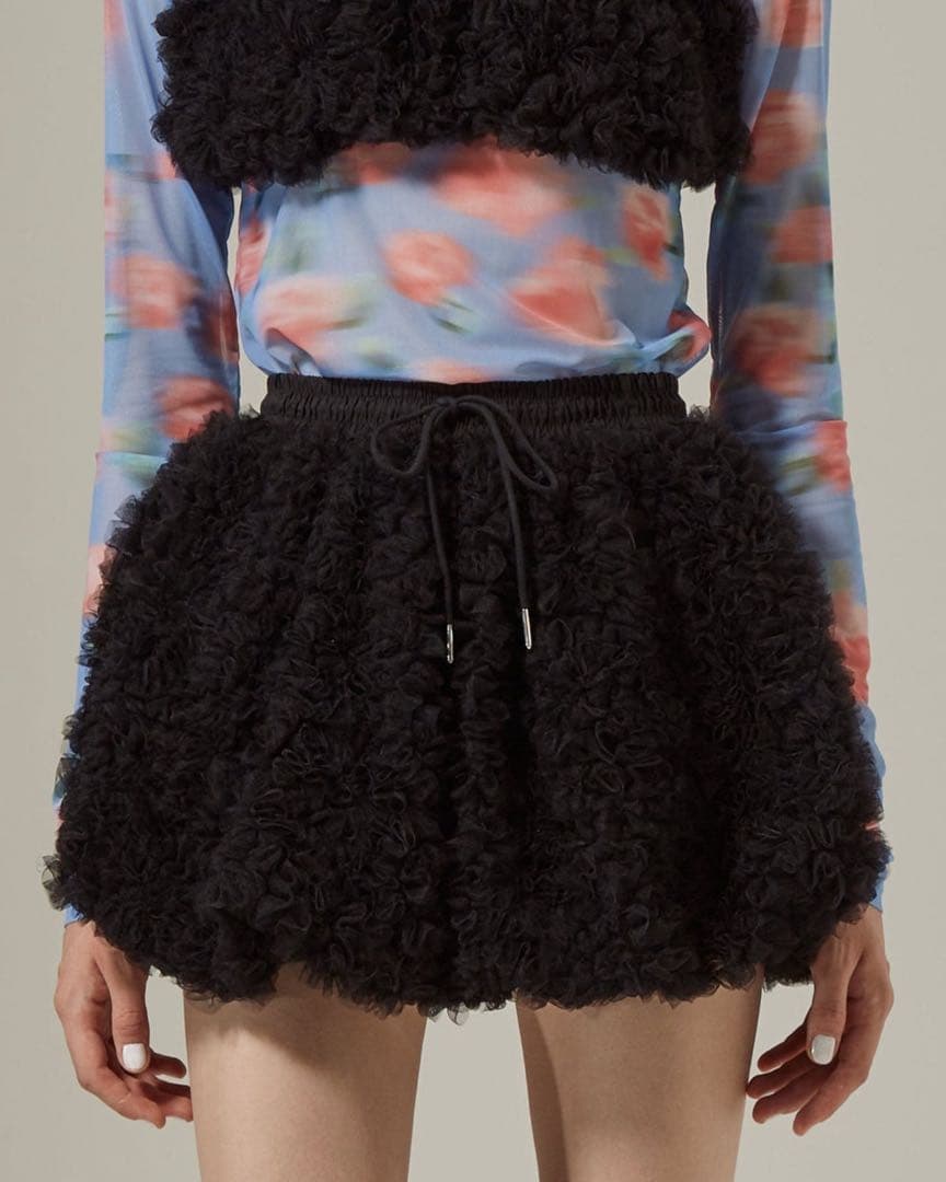TULLE BALLOON MINI SKIRT 黒