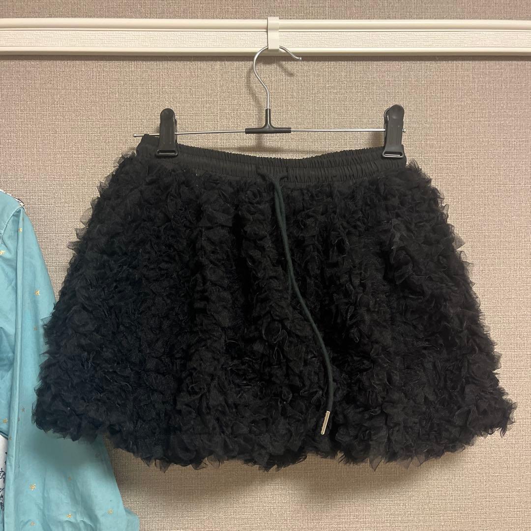 TULLE BALLOON MINI SKIRT 黒