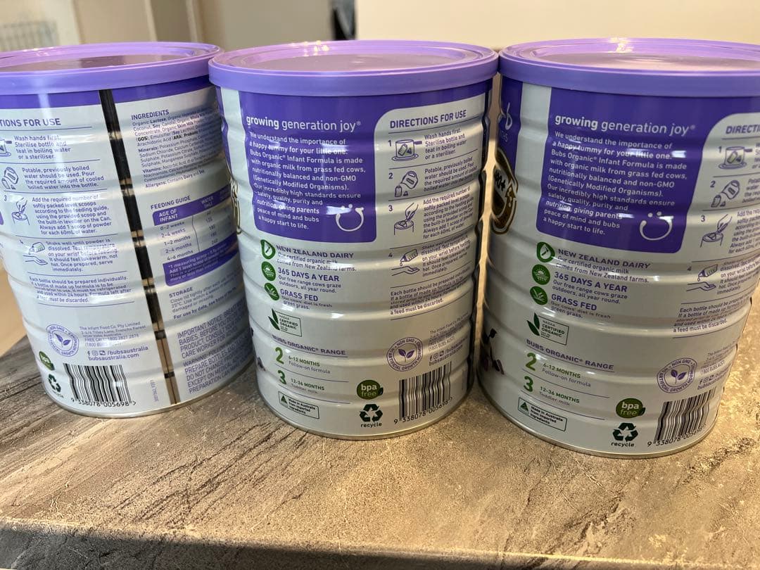 bubs Organic オーガニック粉ミルク 3缶セット