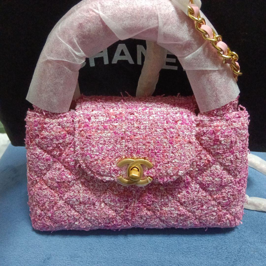 シャネル ノベルティ ショルダーバッグ ピンク ツイード