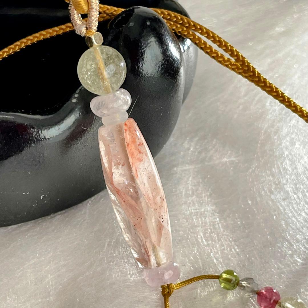 マニカラン水晶 削り出し 天珠 リビアングラス 氷種クンツァイト ネックレス