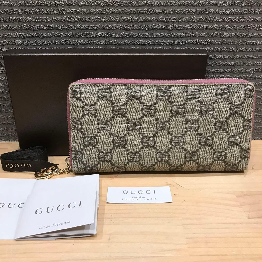 美品 GUCCI GGスプリーム ラウンドファスナー長財布 307982