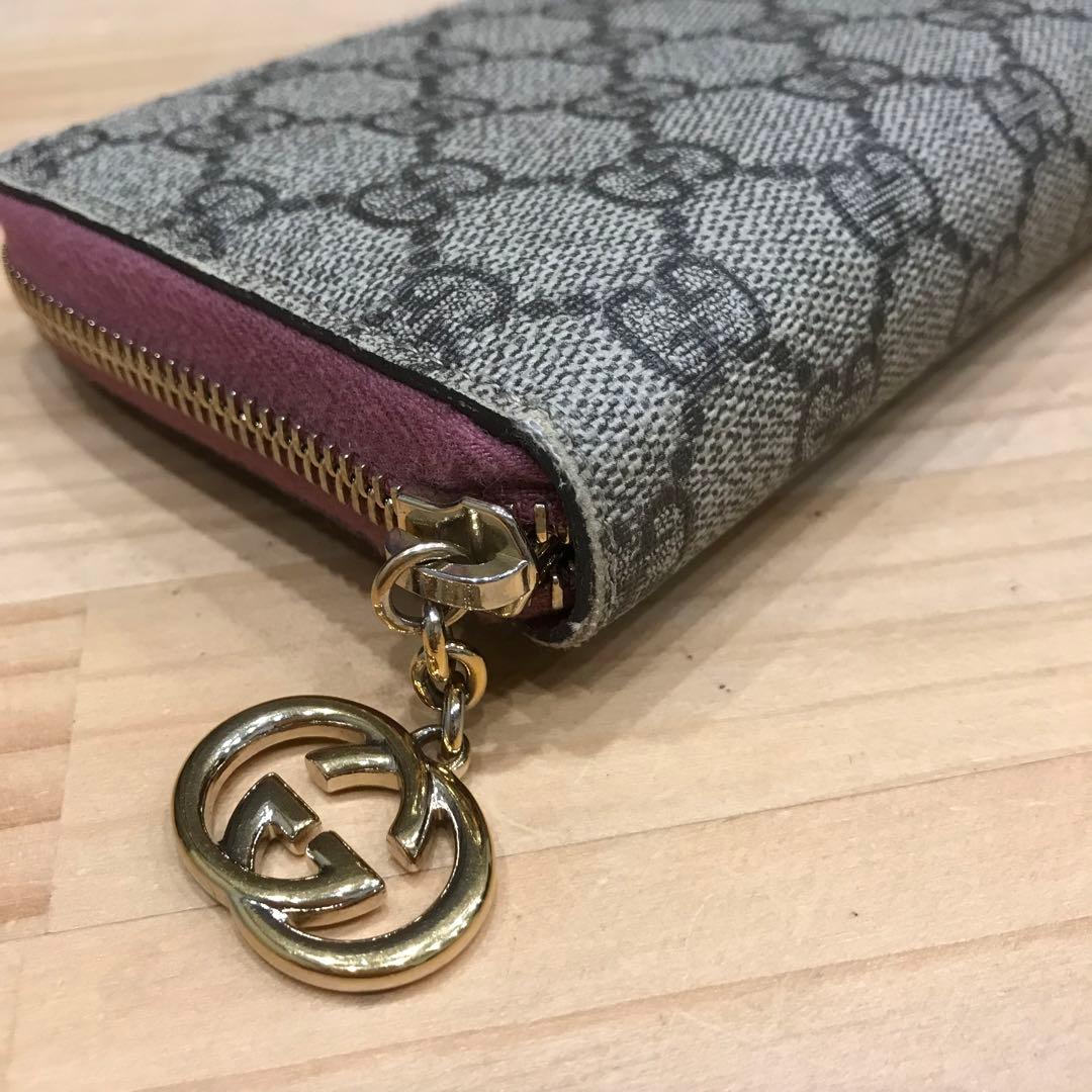 美品 GUCCI GGスプリーム ラウンドファスナー長財布 307982