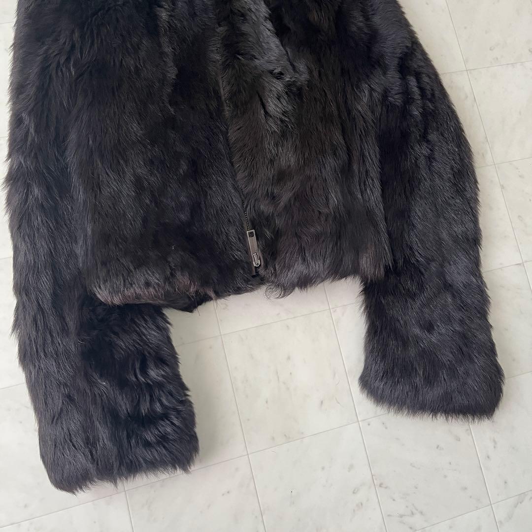 美品♡バーバリー ラムファー ジャケット コート 裏地ロゴ リアルファー US6