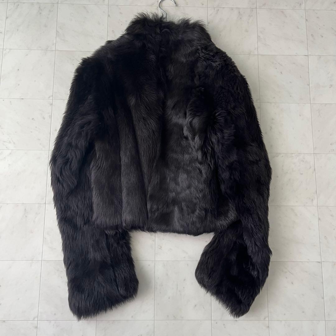 美品♡バーバリー ラムファー ジャケット コート 裏地ロゴ リアルファー US6