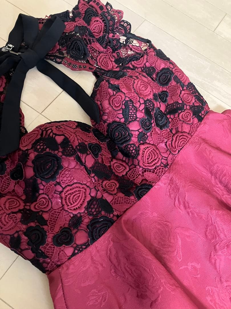 ROBE de FLEURS 赤 Aラインドレス Sサイズ　クリスマス　ワンピ