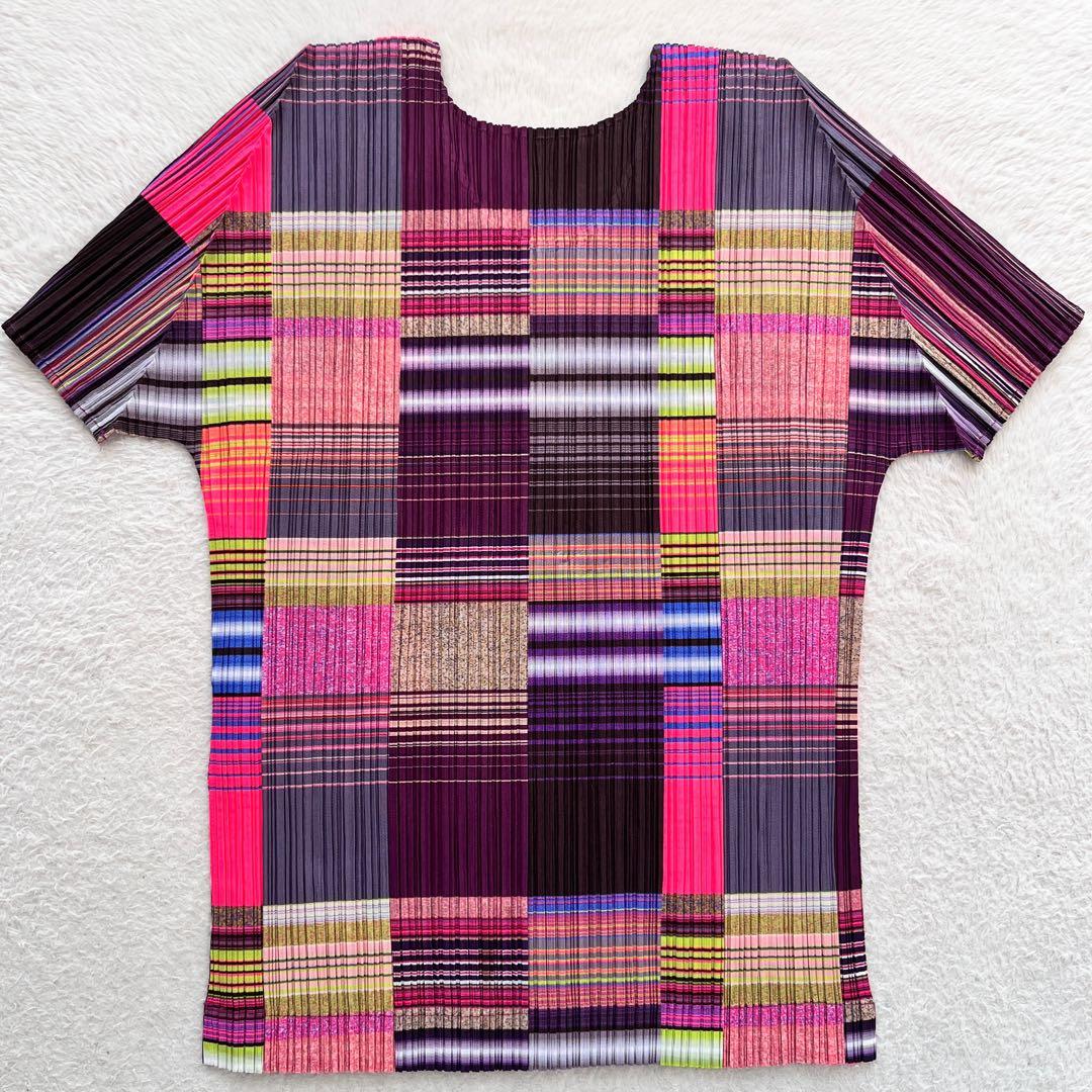 極美品✨PLEATS PLEASE イッセイミヤケ カットソー 総柄 チェック