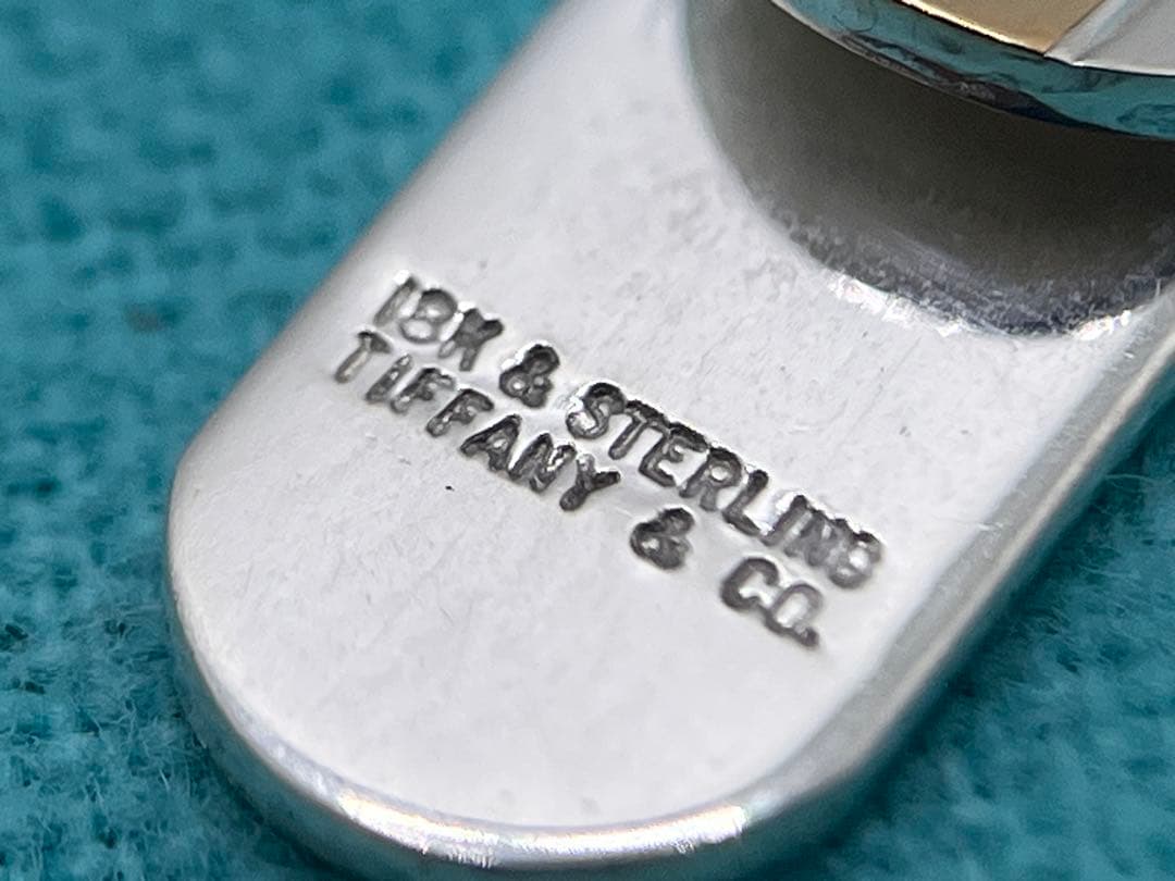 c304 希少ティファニー　ゴールドライン　コンビ　ネクタイピン　18K/925