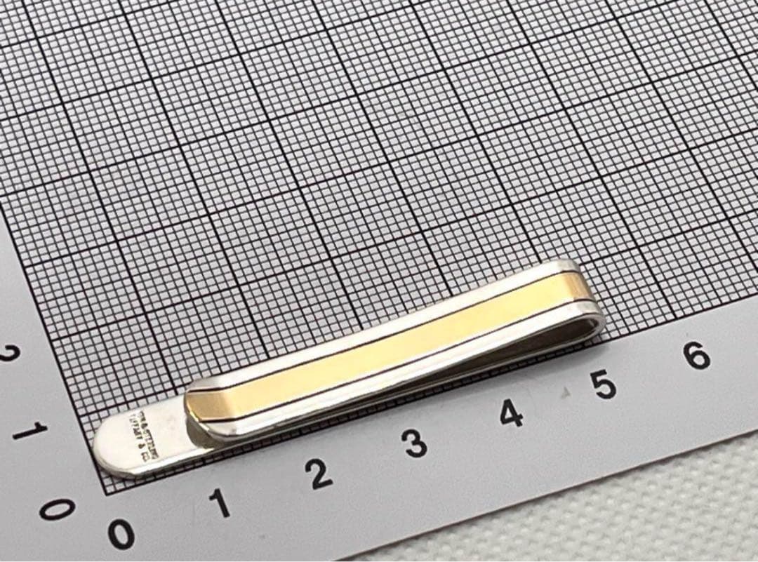 c304 希少ティファニー　ゴールドライン　コンビ　ネクタイピン　18K/925