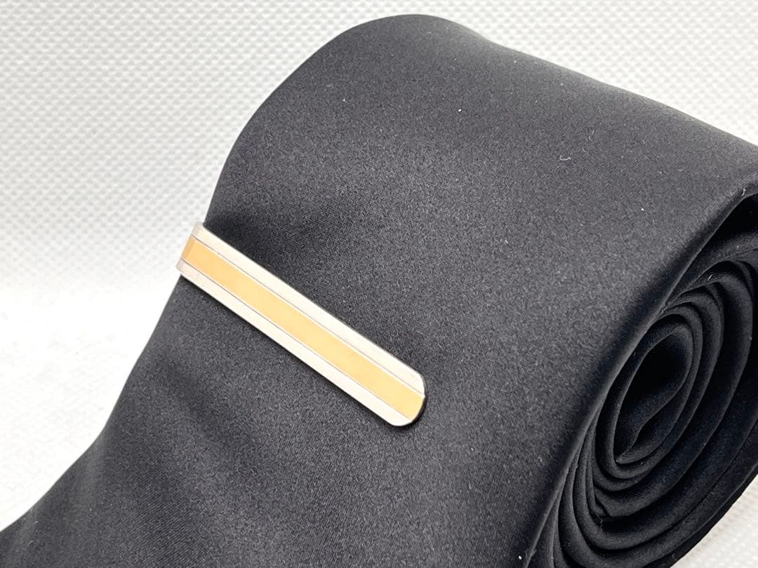 c304 希少ティファニー　ゴールドライン　コンビ　ネクタイピン　18K/925