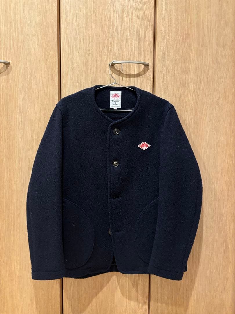 DANTON ウールモッサノーカラー 38 ネイビー