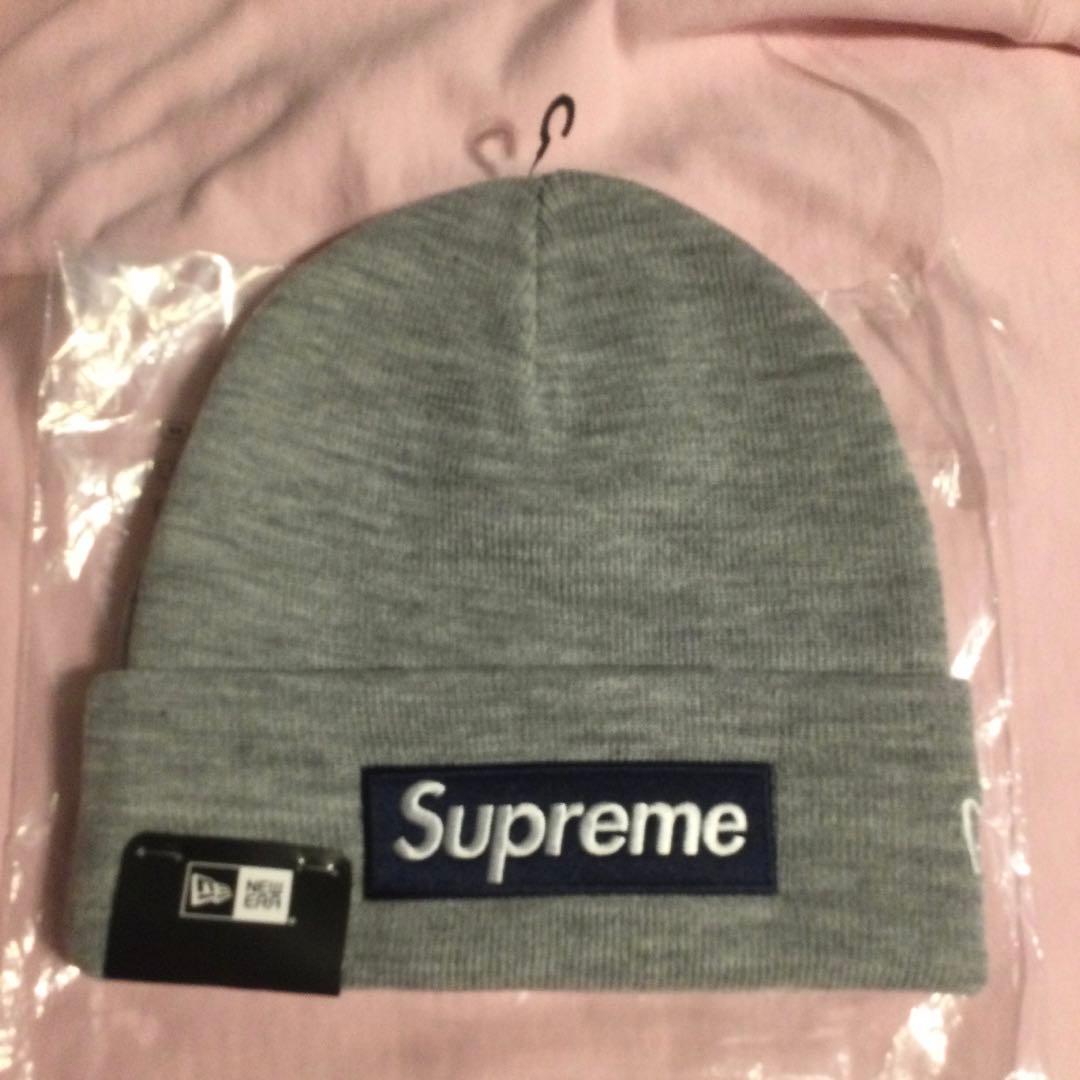 シュプリーム　ボックスロゴ　ビーニー　25FW ニューエラ　グレー
