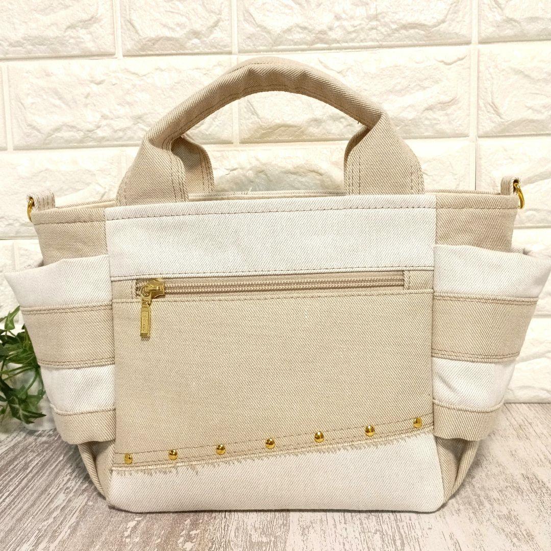 リメイクデニム★サイドポケットトートバッグ beige＋タグチャーム