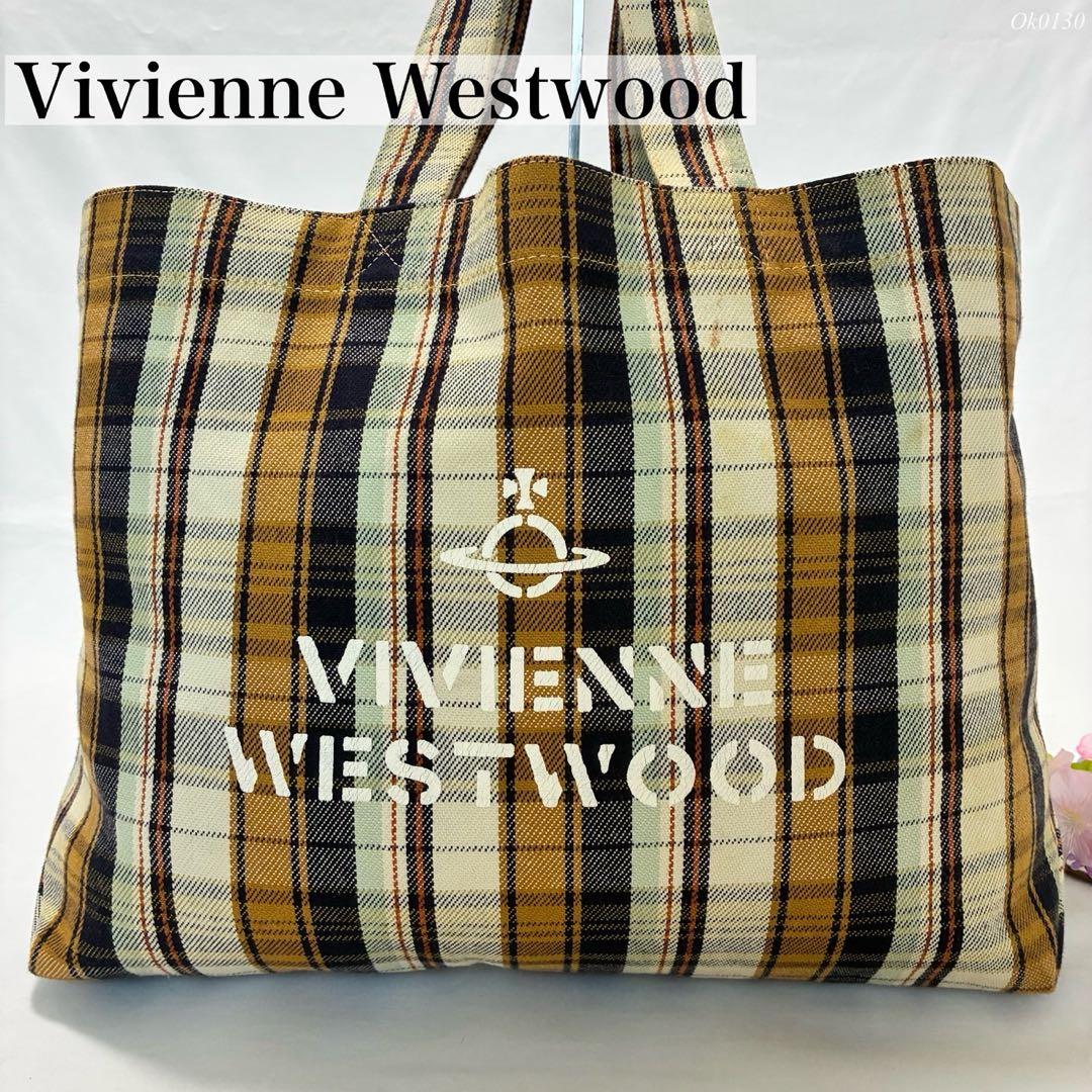 【美品】ヴィヴィアンウエストウッド トートバッグ キャンバス オーブ 総柄 茶