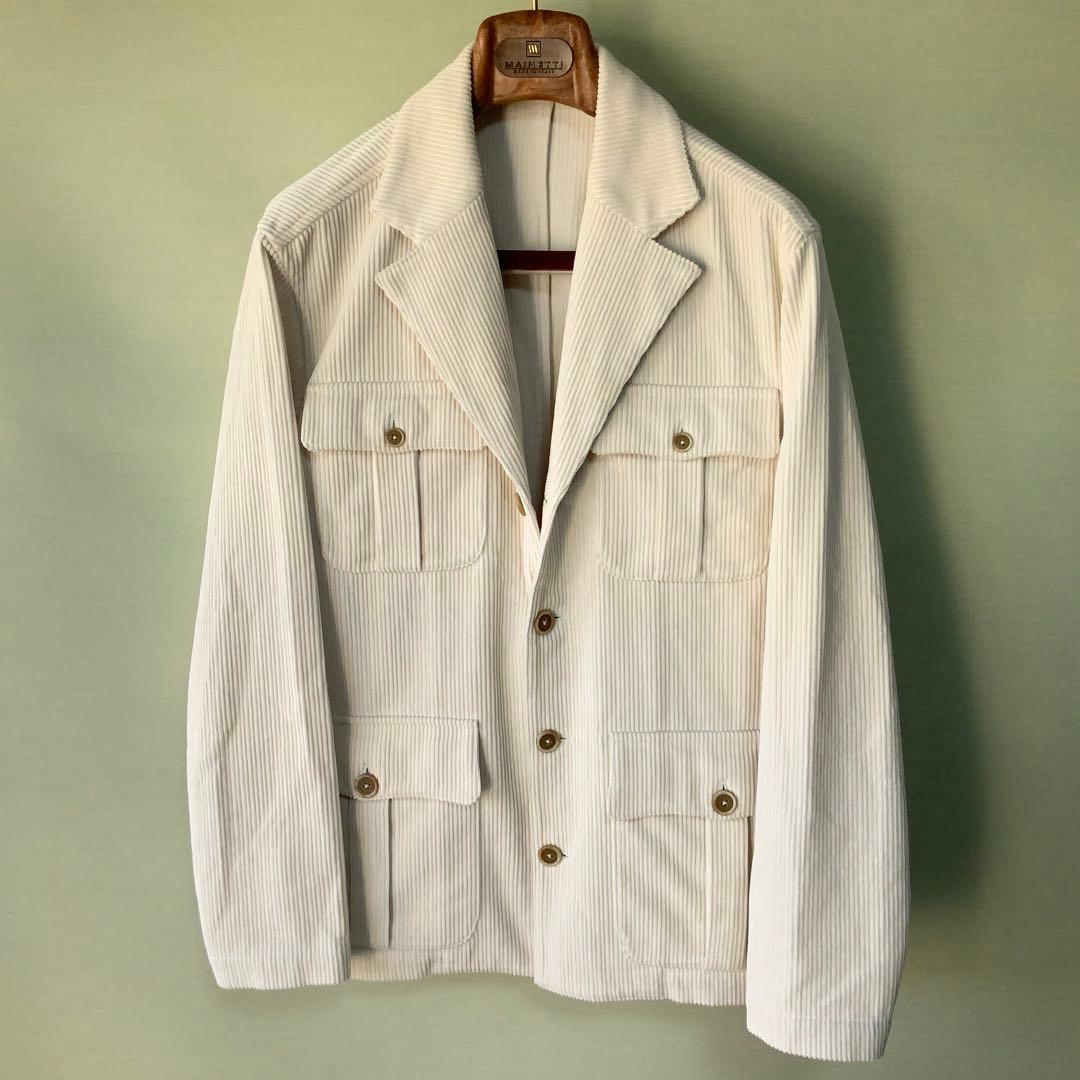 Finamore フィナモレ サファリジャケット M コーデュロイ オフホワイト