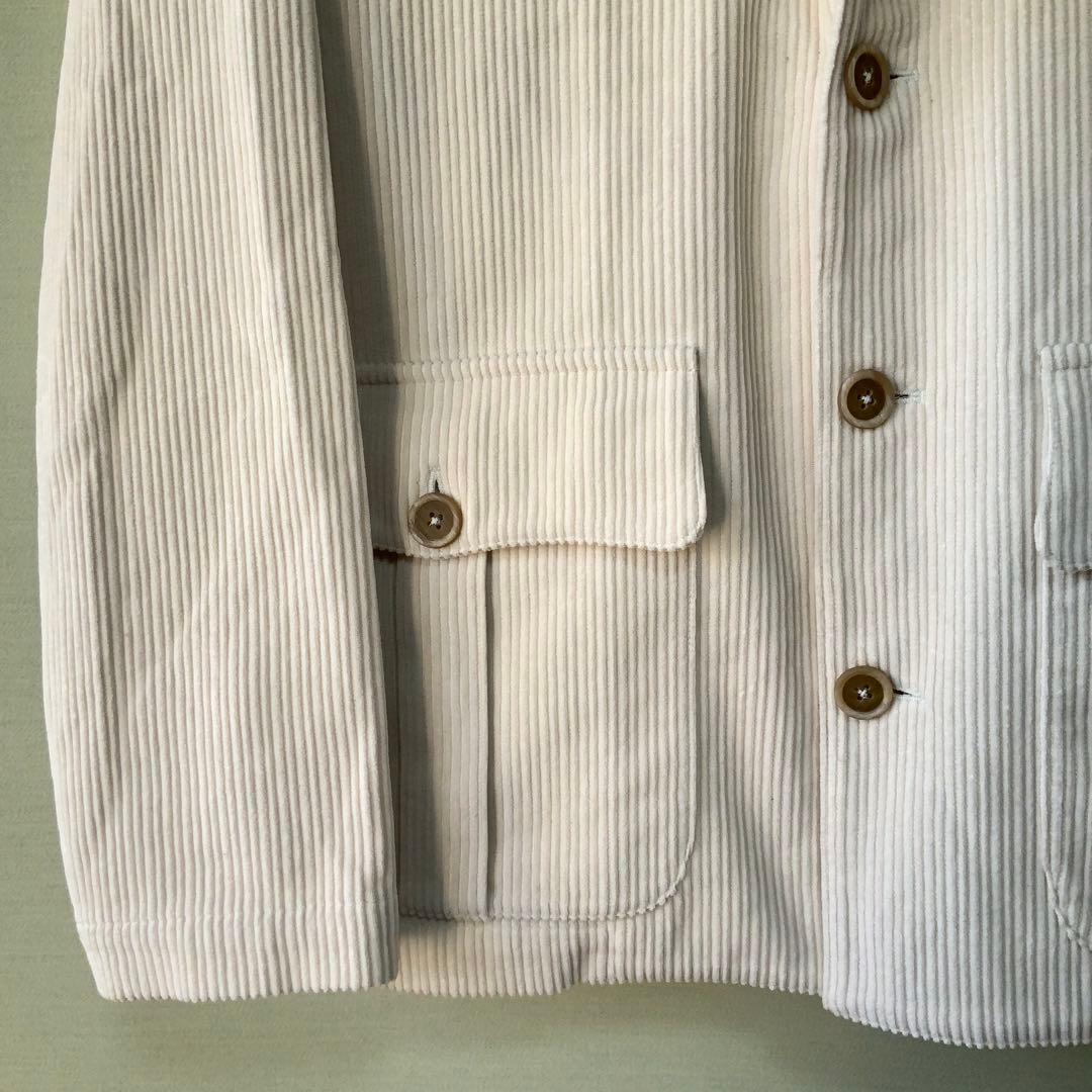 Finamore フィナモレ サファリジャケット M コーデュロイ オフホワイト